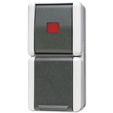 JUNG 876 KOW combinatieschakelaar met controlevenster opbouw IP44 verticaal WG800