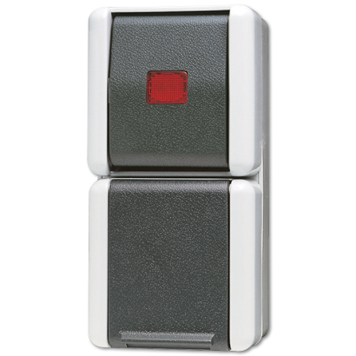 JUNG 876 KOW combinatieschakelaar met controlevenster opbouw IP44 verticaal WG800
