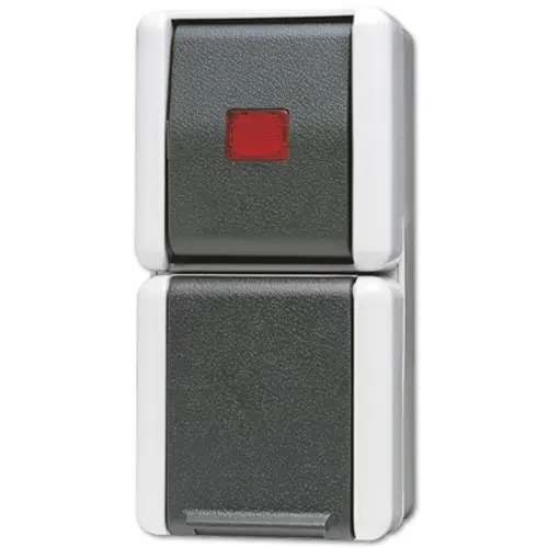 JUNG 876 KOW combinatieschakelaar met controlevenster opbouw IP44 verticaal WG800
