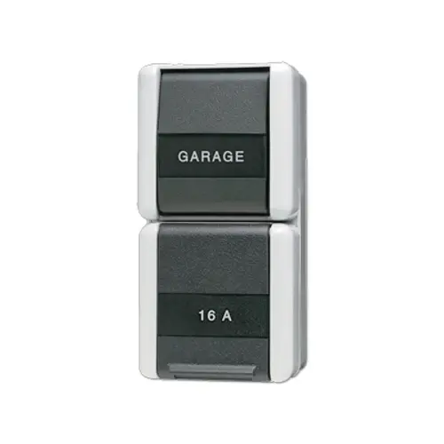 JUNG 876 NAW combinatie wandcontactdoos en schakelaar IP44 verticaal met tekstvensters WG800