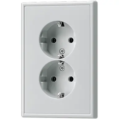 JUNG AL 5015-L wandcontactdoos 2-voudig randaarde voor ovale 1,5 inbouwdoos LS990 aluminium