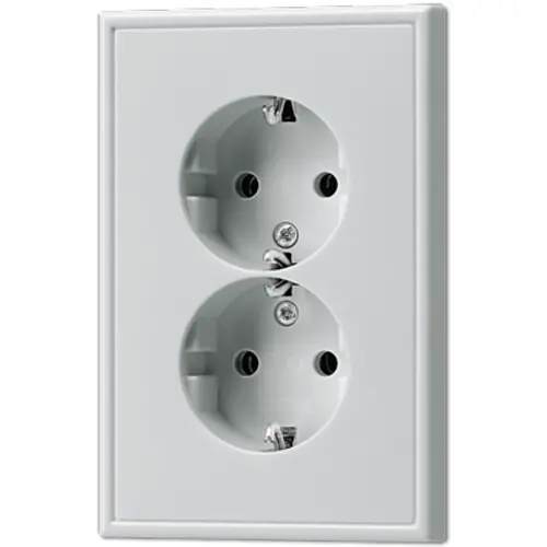 JUNG AL 5015-L wandcontactdoos 2-voudig randaarde voor ovale 1,5 inbouwdoos LS990 aluminium