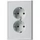 JUNG AL 5015-L wandcontactdoos 2-voudig randaarde voor ovale 1,5 inbouwdoos LS990 aluminium
