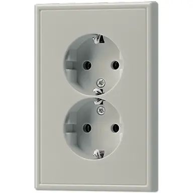 JUNG ES 5015-L wandcontactdoos 2-voudig randaarde voor ovale 1,5 inbouwdoos LS990 edelstaal