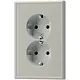 JUNG ES 5015-L wandcontactdoos 2-voudig randaarde voor ovale 1,5 inbouwdoos LS990 edelstaal