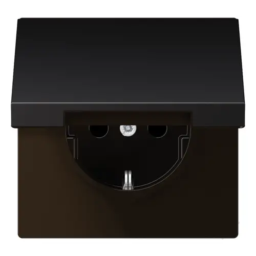 JUNG AL 1520 NKIKL D wandcontactdoos randaarde Safety+ klapdeksel LS990 dark gelakt aluminium