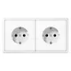 JUNG LS 1520-2 WW wandcontactdoos 2-voudig met randaarde voorbedraad LS990 alpine wit