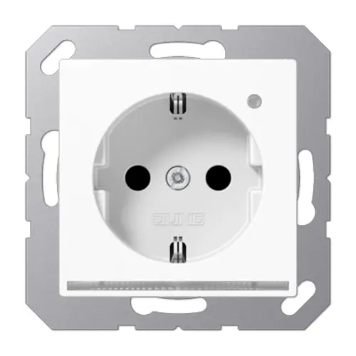 JUNG A 1520-O WW LNW wandcontactdoos randaarde Safety+ met LED-oriëntatieverlichting en lichtsensor A-range alpine wit