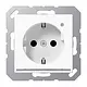 JUNG A 1520-O WW LNW wandcontactdoos randaarde Safety+ met LED-oriëntatieverlichting en lichtsensor A-range alpine wit