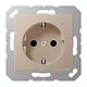 JUNG A 1520-O CH LNW wandcontactdoos randaarde Safety+ met LED-oriëntatieverlichting en lichtsensor A-range champagne