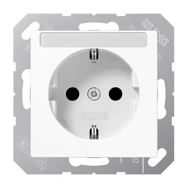 JUNG A 1520 NBFKINA WW wandcontactdoos randaarde Safety+ met tekstvenster A-range alpine wit