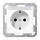 JUNG A 1520 NBFKINA WW wandcontactdoos randaarde Safety+ met tekstvenster A-range alpine wit