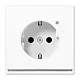 JUNG LS 1520-O WW LNW wandcontactdoos randaarde Safety+ met LED-orientatieverlichting LS990 alpine wit