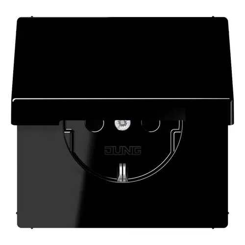 JUNG LS 1520 NKIKL SW wandcontactdoos randaarde Safety+ klapdeksel LS990 zwart glans