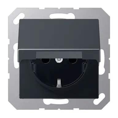 JUNG A 1520 NBFKIKL ANM wandcontactdoos randaarde Safety+ met klapdeksel A-range antraciet mat