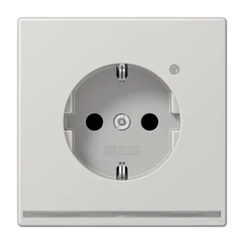 JUNG LS 1520-O LG LNW wandcontactdoos randaarde Safety+ met LED-orientatieverlichting LS990 lichtgrijs