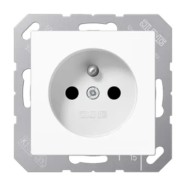 JUNG A 1520 FKI WW wandcontactdoos penaarde Safety+ A-range alpine wit