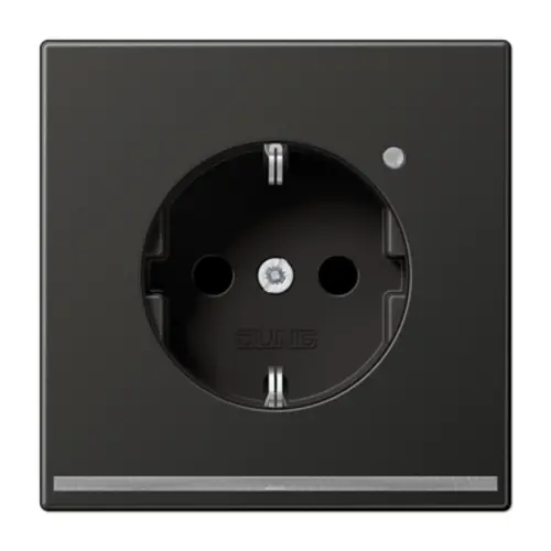JUNG AL 1520-O AN LNW wandcontactdoos randaarde Safety+ met LED-orientatieverlichting LS990 antraciet gelakt aluminium