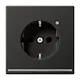 JUNG AL 1520-O AN LNW wandcontactdoos randaarde Safety+ met LED-orientatieverlichting LS990 antraciet gelakt aluminium