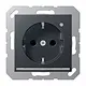 JUNG A 1520-O ANM LNW wandcontactdoos randaarde Safety+ met LED-oriëntatieverlichting en lichtsensor A-range antraciet mat