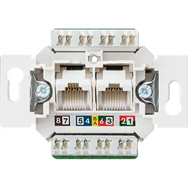 JUNG UAE 8-8 UPO K6 US RJ45 datawandcontactdoos CAT6A 2-voudig niet afgeschermd