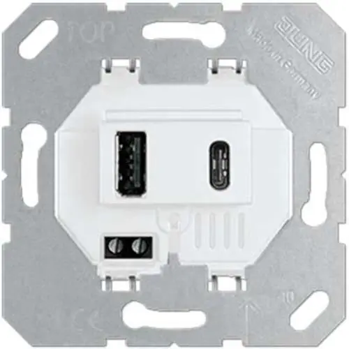 JUNG USB 15 CA WW USB-lader 2-voudig type A en type C totaal 3000mA wit