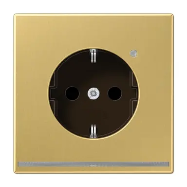 JUNG ME 1520-O C LNW wandcontactdoos randaarde Safety+ met LED-orientatieverlichting LS990 messing klassiek