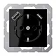 JUNG A 1520-15 CA SW wandcontactdoos randaarde Safety+ met USB type A en C A-range zwart glans