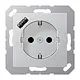 JUNG A 1520-18 A AL wandcontactdoos randaarde Safety+ met USB-A A-range aluminium