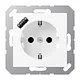 JUNG A 1520-18 A WWM wandcontactdoos randaarde Safety+ met USB-A A-range sneeuwwit mat