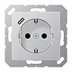 JUNG A 1520-18 C AL wandcontactdoos randaarde Safety+ met USB-C A-range aluminium