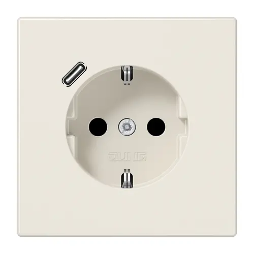 JUNG LS 1520-18 C wandcontactdoos randaarde Safety+ met USB-C LS990 creme