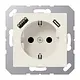JUNG A 1520-15 CA wandcontactdoos randaarde Safety+ met USB type A en C A-range creme