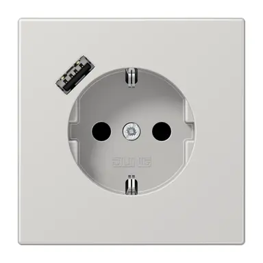 JUNG LS 1520-18 A LG wandcontactdoos randaarde Safety+ met USB-A LS990 lichtgrijs