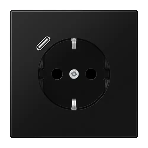 JUNG LS 1520-18 C SWM wandcontactdoos randaarde Safety+ met USB-C LS990 grafietzwart mat