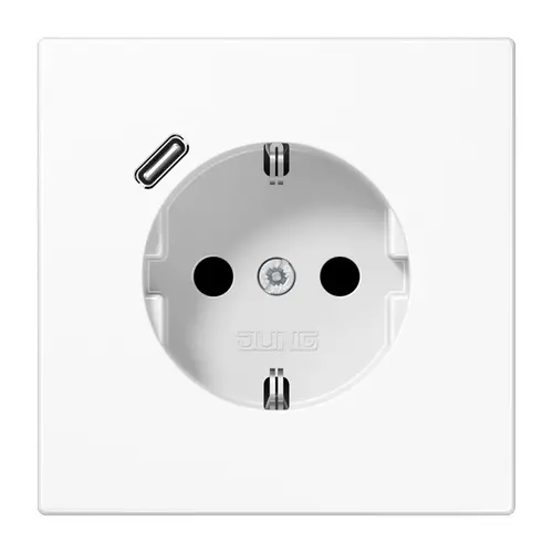 JUNG LS 1520-18 C WW wandcontactdoos randaarde Safety+ met USB-C LS990 alpine wit