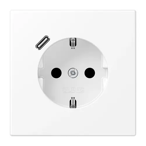 JUNG LS 1520-18 C WWM wandcontactdoos randaarde Safety+ met USB-C LS990 sneeuwwit mat