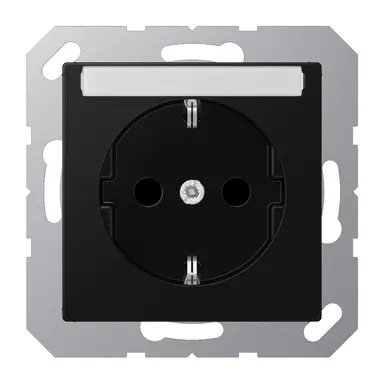 JUNG A 1520 BFKINA SWM wandcontactdoos randaarde Safety+ met tekstvenster A-range grafietzwart mat
