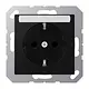 JUNG A 1520 BFKINA SWM wandcontactdoos randaarde Safety+ met tekstvenster A-range grafietzwart mat