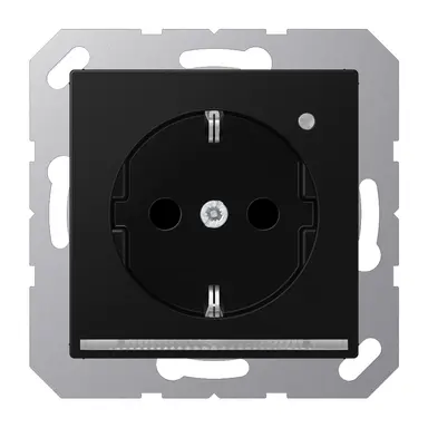 JUNG A 1520-O SWM LNW wandcontactdoos randaarde Safety+ met LED-oriëntatieverlichting en lichtsensor A-range grafietzwart mat