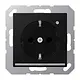 JUNG A 1520-O SWM LNW wandcontactdoos randaarde Safety+ met LED-oriëntatieverlichting en lichtsensor A-range grafietzwart mat