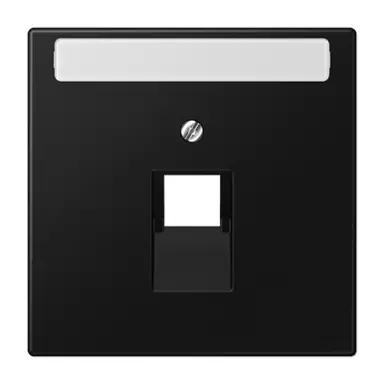 JUNG LS 969-1 NAUA SWM centraalplaat 1-voudig met tekstvenster tbv RJ45 wandcontactdoos LS990 grafietzwart mat