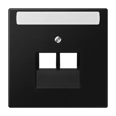 JUNG LS 969-2 NAUA SWM centraalplaat 2-voudig met tekstvenster tbv RJ45 wandcontactdoos LS990 grafietzwart mat