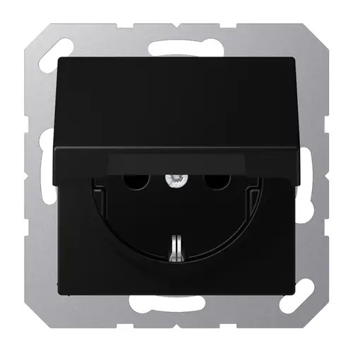 JUNG A 1520 NBFKL SWM wandcontactdoos randaarde klapdeksel A-range grafietzwart mat
