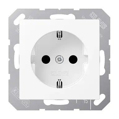 JUNG A 1520 NBF WWM wandcontactdoos randaarde A-range sneeuwwit mat