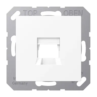 JUNG A 1569-1 WE WWM afdekking klikbevestiging met draagring 1-voudig modulair jack A-range sneeuwwit mat