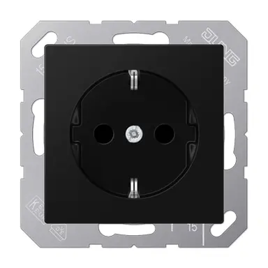 JUNG A 1520 NBFKI SWM wandcontactdoos randaarde Safety+ A-range grafietzwart mat