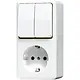 JUNG 675 A WW opbouw combinatie serieschakelaar/wandcontactdoos randaarde AP600 alpine wit