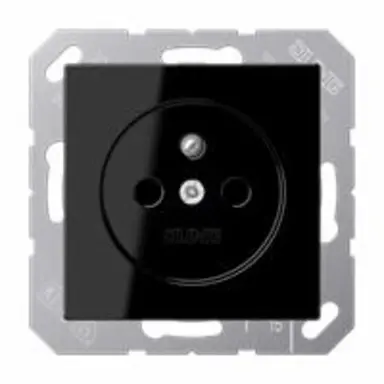 JUNG A 1520 FBFKI SW wandcontactdoos penaarde Safety+ A-range zwart glans