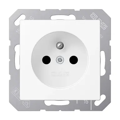 JUNG A 1520 FBFKI WWM wandcontactdoos penaarde Safety+ A-range sneeuwwit mat